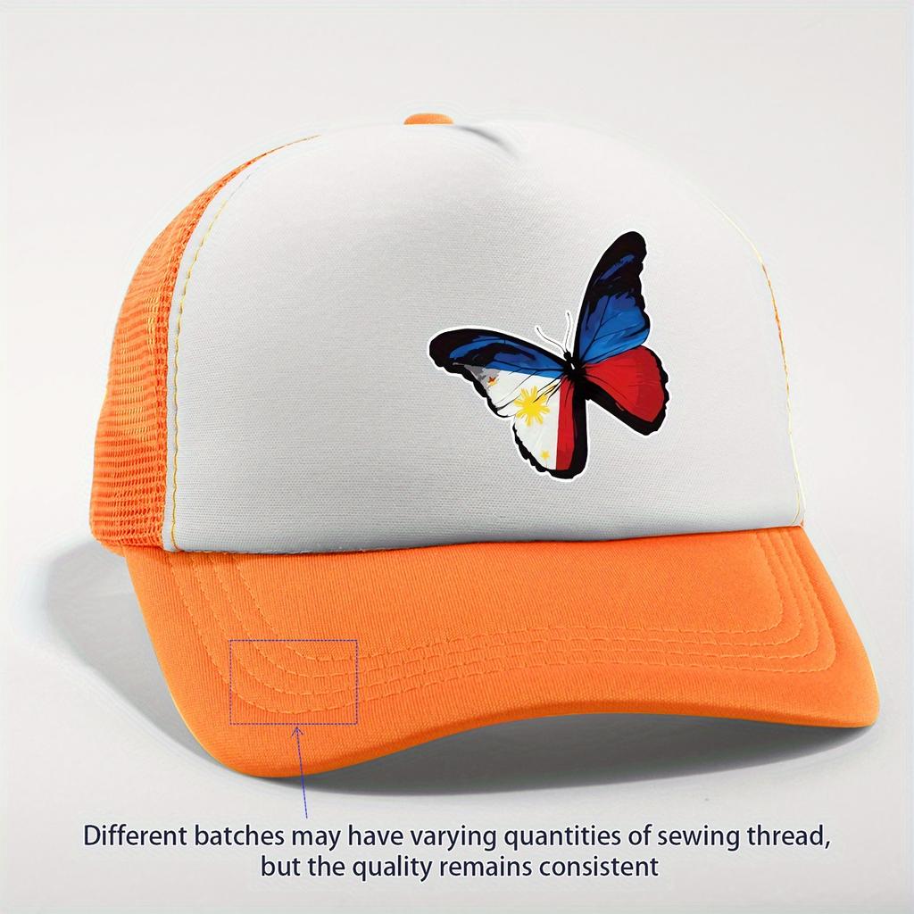 Philippine Flag Butterfly Trucker Hat Adjustable Mesh Back Baseball Cap Casual Summer Headwear