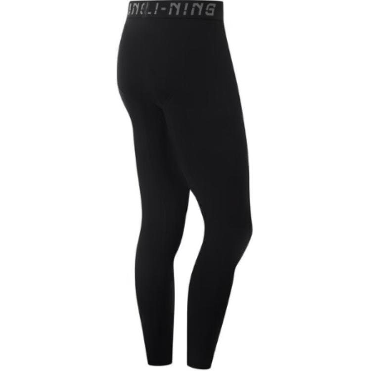 Li-Ning Профессиональная баскетбольная серия с буквенным принтом, обтягивающие спортивные брюки Nine-Point, мужские, черные, AULU111-2