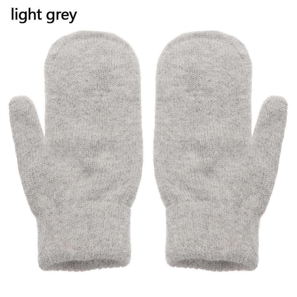 Women Girl Solid Color Soft All Fingers Double Layer Rabbit Hair Mittens Winter Gloves