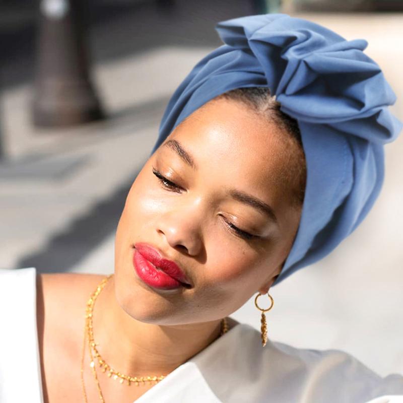 New Women Hijab Turban Solid Large Bow Head Scarf Muslim Women Scarf French Retro Flower Head Cap Hat Fashion Ladies Bandanas