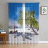 Palm Trees On The Beach Sheer Curtains For Living Room Kids Bedroom Tulle Curtains Kitchen Window Treatment Drapes