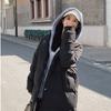 Длинный пуховик оверсайз, зима 2021, корейские модные пальто, верхняя одежда, дизайн на молнии, черные парки, стеганые пальто с капюшоном, женские