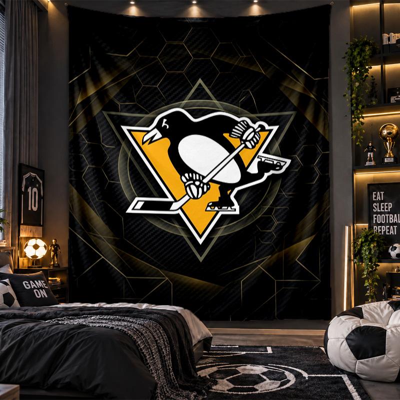 Wall Hanging Tapestry Pittsburgh Penguins Print Cloth for Living Room Bedroom Home Decor