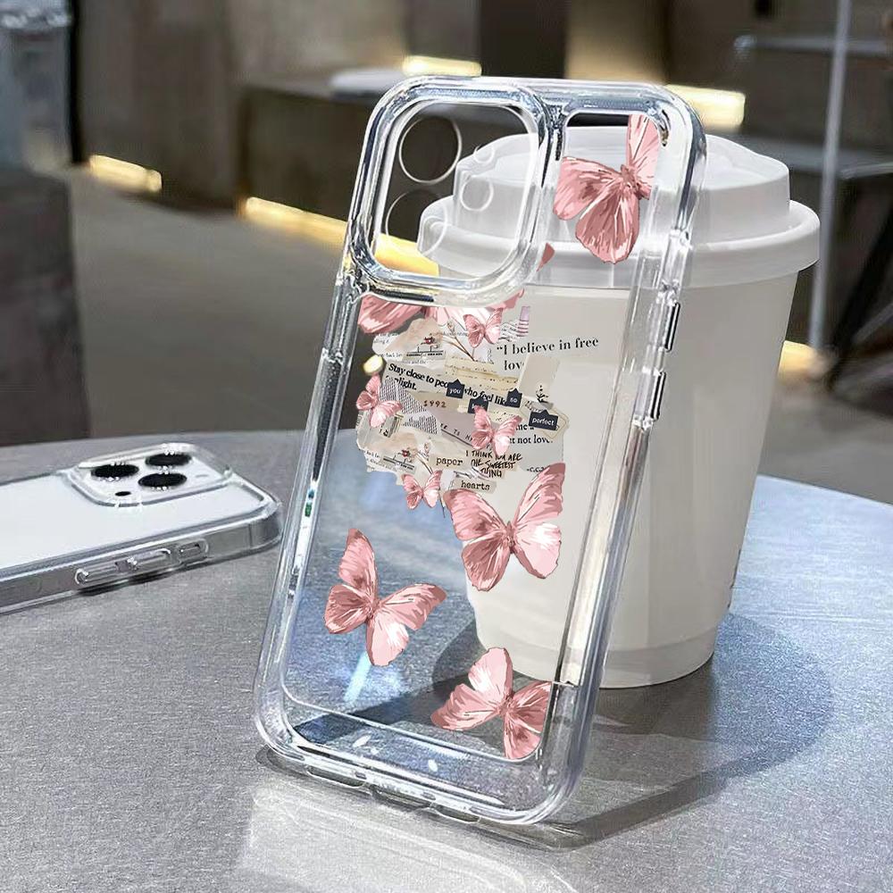 Butterfly Clear Advanced Fruit Picture Soft Phone Case For IPhone 17 Air 11 13 14 12 15 16 Pro Max Plus Bumper TPU Back Cover