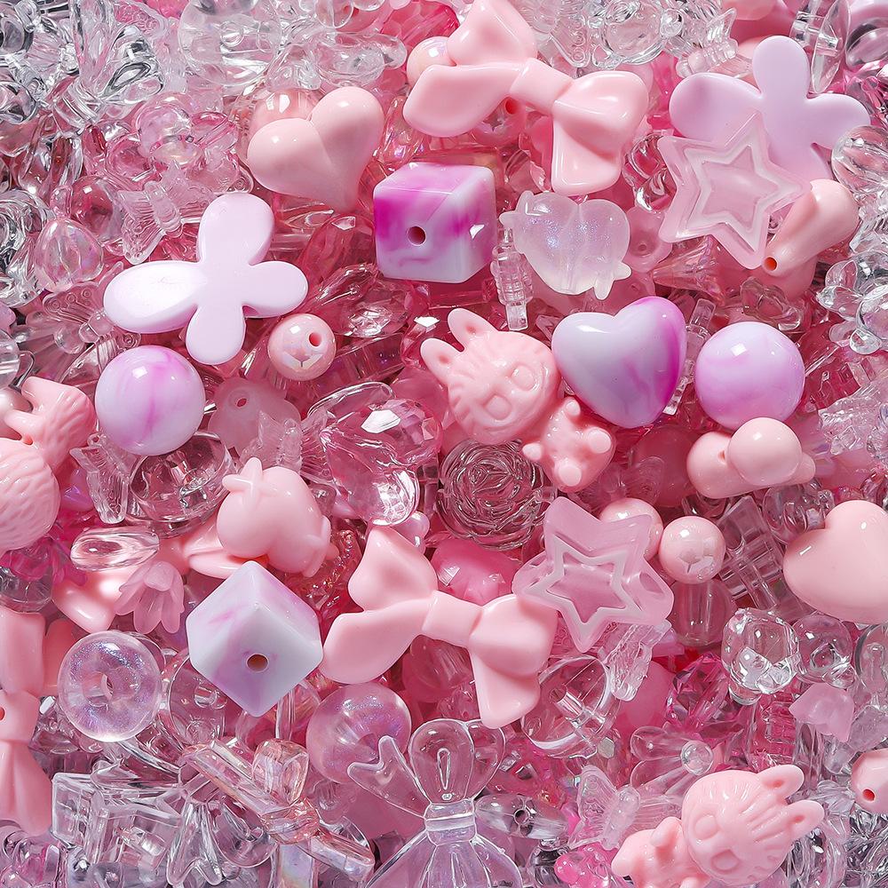 Acrylic 20g Mixed Bead Diy Mobile Phone Chain Accessories Hand-beaded Material Straight Hole Plastic Loose Bead Color Box