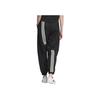 Adidas Striped Cuffed Sports Casual Pants Women Bottoms Black IK7622