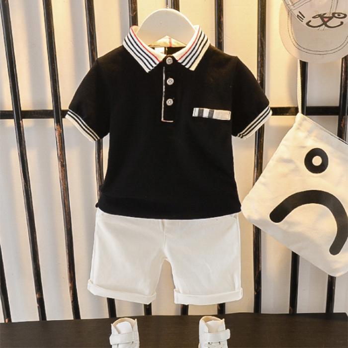 Летние костюмы для мальчиков, детская одежда, детская одежда, мужской летний костюм из двух предметов с лацканами и короткими рукавами для мальчиков