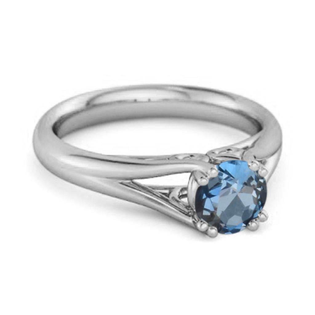 London Blue Topaz Elegant Bypass Solitaire Ring - 925 Sterling Silver