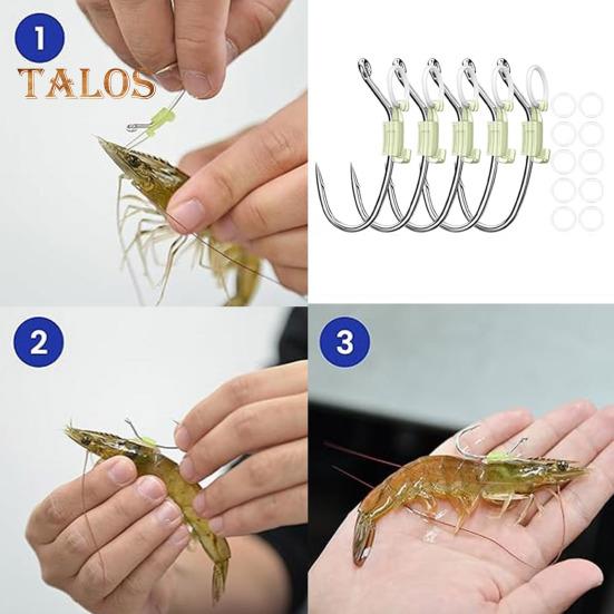 5/15/25Pcs Luminous Live Shrimp Fixing Hook Heavy Duty Metal Barbed Fishhook Freshwater Saltwater Catfish Bass Fishing Hook Fishing Accessories