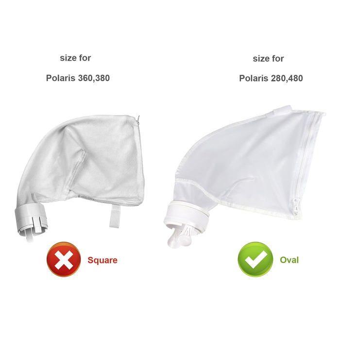 Sac nettoyeur de piscine - AIMOONSA - Polaris 280/480 - Maille nylon - Pack 2 - Ouverture zip extra-large