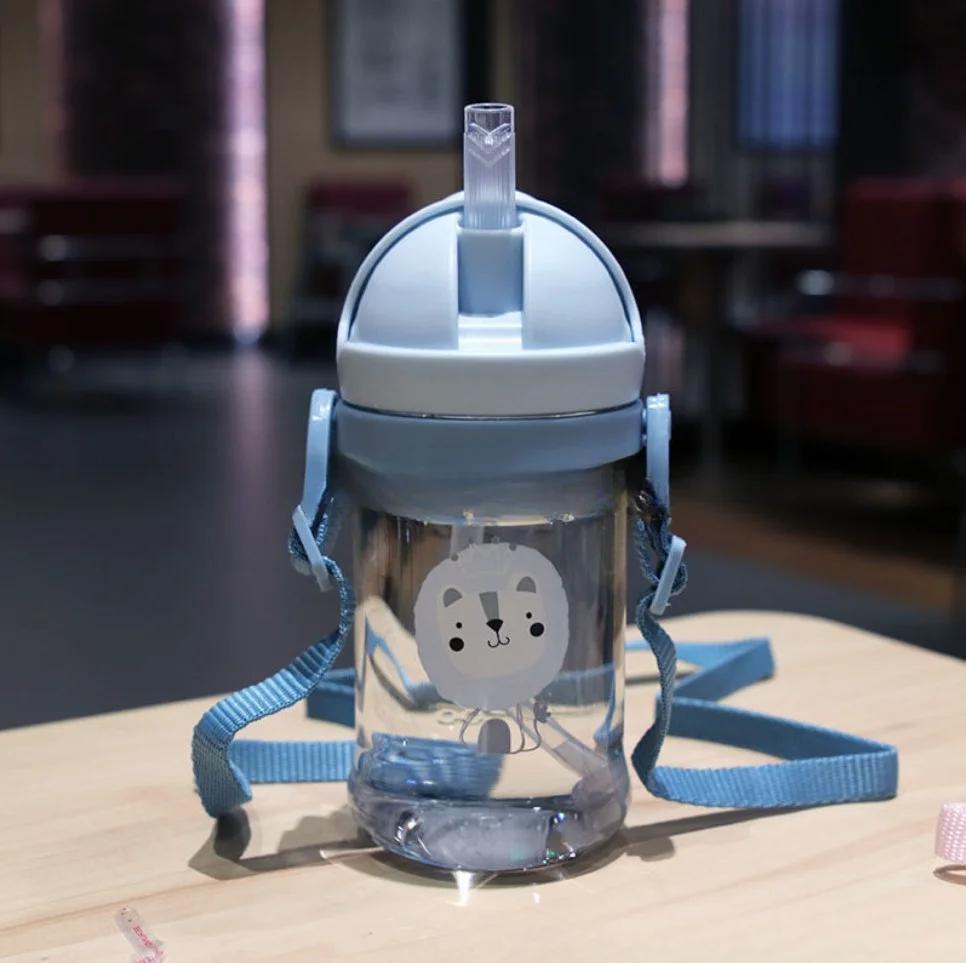 Детская пластиковая бутылка для питья с соломинкой и мультяшным рисунком - Идеально подходит для кормления и обучения малыша на открытом воздухе