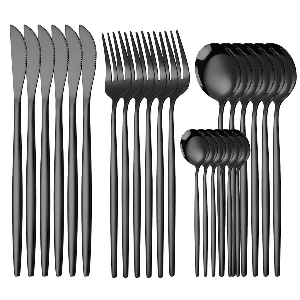 24 шт. Набор столовых приборов из нержавеющей стали, золотые вилки, ножи, чайные ложки, столовая посуда, столовые приборы, кухонные принадлежности для вечеринки в отеле, подарок