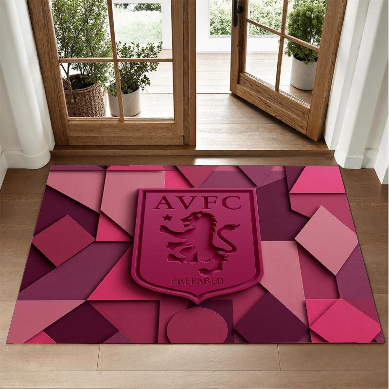 Aston Villa Football Design Crystal Velvet Rug Soft Decorative Mat for Bedroom Entrance