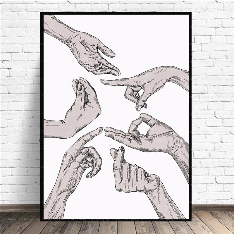 Итальянские принты, винтажный постер с жестом, держась за руки, холст, картина, итальянский мем, забавные настенные художественные фотографии, домашний декор, подарок