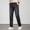 FaPai Мужские джинсы из хлопка с высокой плотностью, выстиранные, прямого кроя