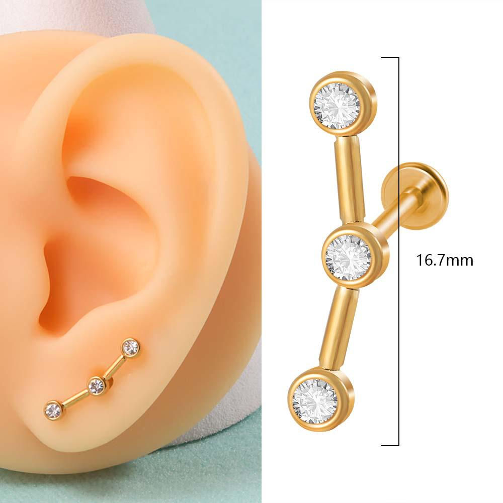 Титан G23 и сталь 16G Кольцо для губы-треугольника с драгоценным камнем CZ, серьга-кристальный кластер