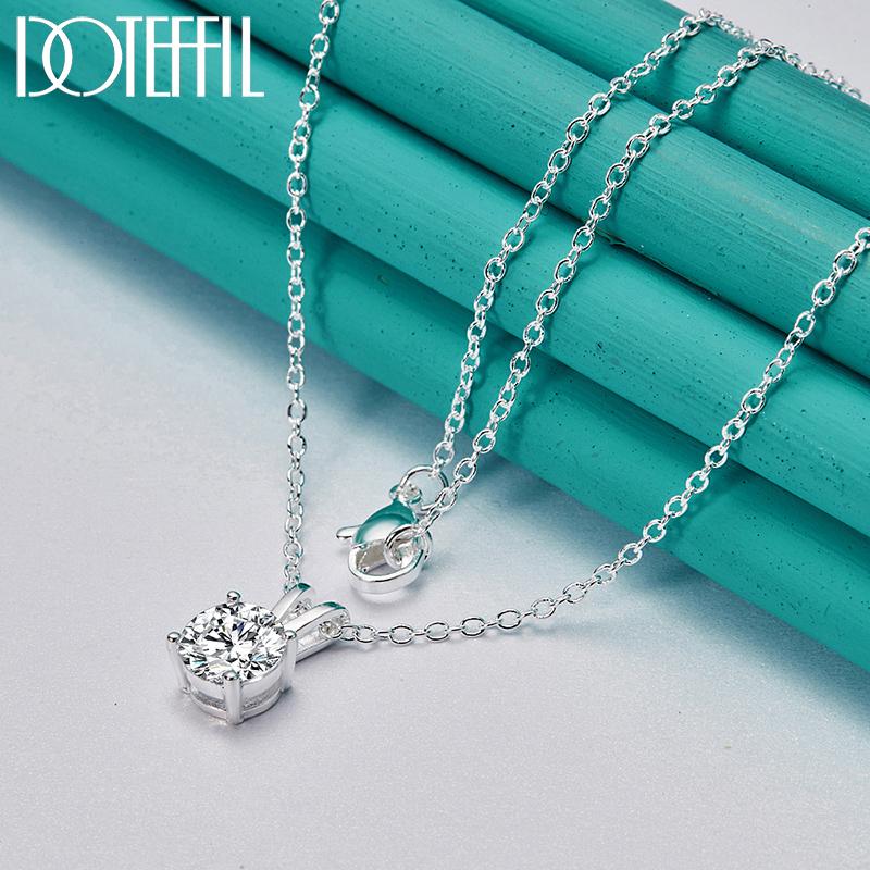 Ожерелье из стерлингового серебра 925 пробы с цирконом ААА диаметром 40–75 см, модные ювелирные изделия