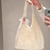Small Fresh Commuting Lazy Wind Underarm Bag Trendy Lace Cloth Bag Women's Large Capacity Flower Shoulder Tote Bag