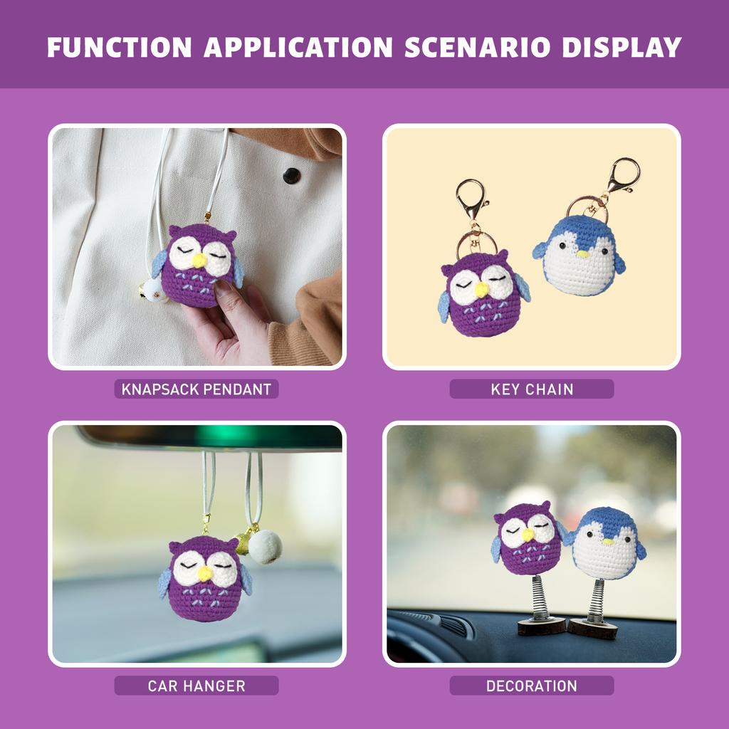 DIY Frog Owl Penguin Crochet Kits Beginner DIY Crochet Starter with Yarn, Crochet Hook, Needle, Knitting Marker, Eyes