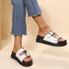 Sandal of Women British Style Rome Shoe Comfy Soft Leather Summer Sandalias Metal Buckle Casual Slipper Flat Platform Sandal