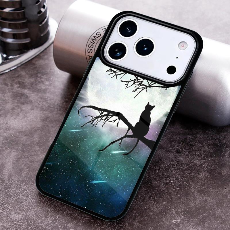 Аниме Лунный Кот Чехол для Телефона Для iPhone 17 16 15 14 13 12 11 Pro Max Plus 17Air Мягкий Силиконовый Чехол