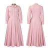 Women's Button Down T-Shirt Dress Casual Long Sleeve Maxi Dress Flowy Lapel A-line Long Dress with Pockets