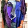 Large Size Casual T-Shirt, Women's Abstract Printed Long Sleeve Round Neck Medium Stretch T-Shirt