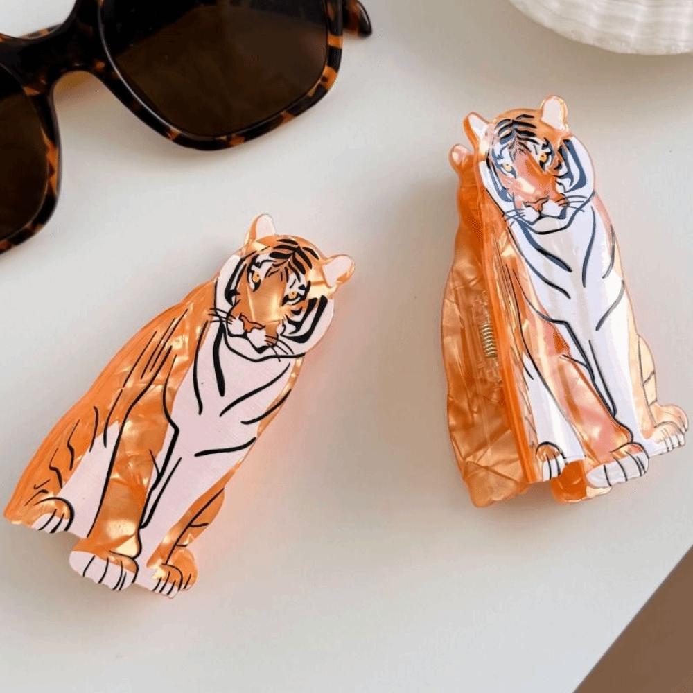 PC Tiger Hair Claw Acrylic Large Shark Clip Creative Animal Shaped Hair Clip Streetwear