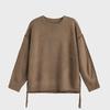 Boys' Trendy Retro Loose Coffee-Colored Knitted Sweater for Autumn and Winter