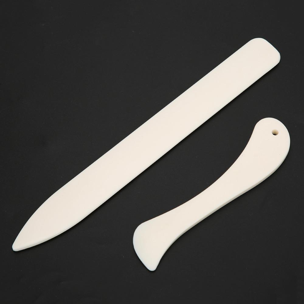 2pcs Plastic Leather Craft Tool White ABS Scoring Tool Leather Edge Folder Paper Crafting