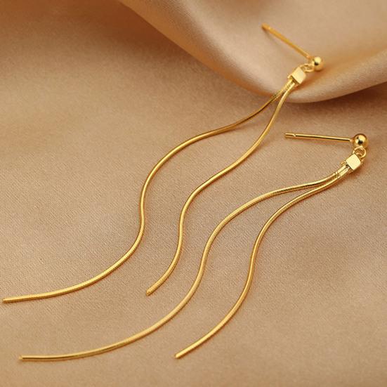 1 Pair Women Hanging Earrings Long Linear Tassel Alloy Electroplated Ear Jewelry Lady Prom Cocktail Party Dangle Earrings