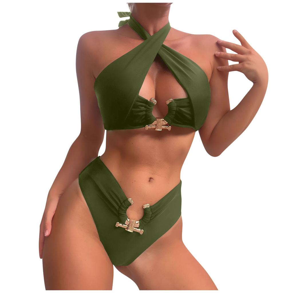 Женский сексуальный купальник бикини с открытой спиной и высокой талией