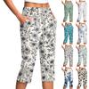 Женские винтажные брюки с цветочным принтом, на пуговицах, с карманами, с разрезом, с высокой талией, спортивные, для йоги, повседневные