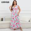 Summer Women's Halter Dress Plus Size Elastic Waist Dresses Halter Printed Long Dresses