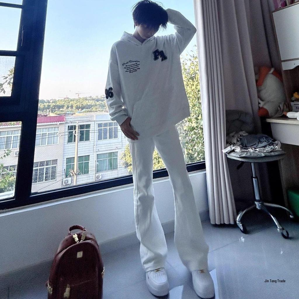 Unisex Guochao Heavyweight AR Embroidery Hoodie with Stand-Up Collar, Velvet Lined, Loose Fit, Autumn/Winter Style.