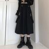 Студенческая готика Длинные юбки Techwear Женская Гранж Панк Высокая талия Цепочка Карман Ремень Черные юбки-карго Готическая уличная одежда в стиле Харадзюку