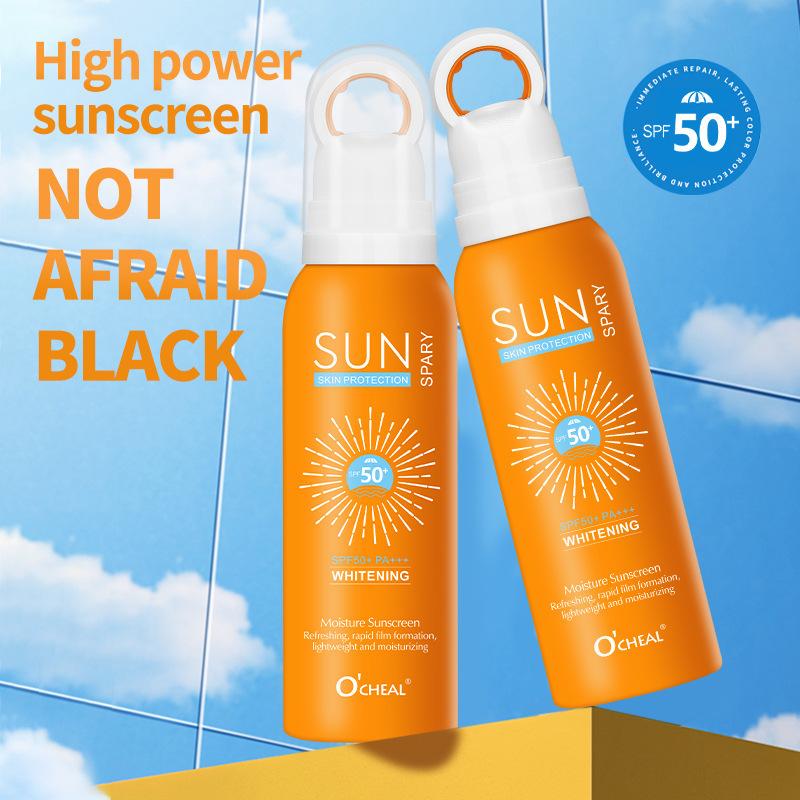 Waterproof Sunscreen Spray SPF50+ Brightening Refreshing Non-Greasy Body Sunblock Mist Portable Outdoor Protection