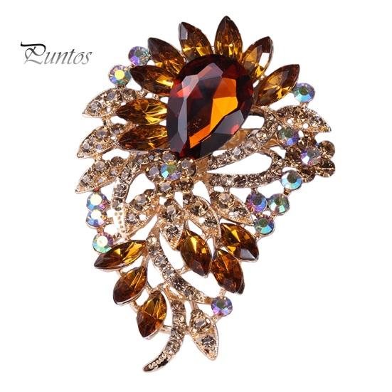 Elegant Colorful Rhinestone Glass Brooch Vibrant Color Irregular Shape Pin Shawl Scarf Suit Collar Badge Outfit Accessories