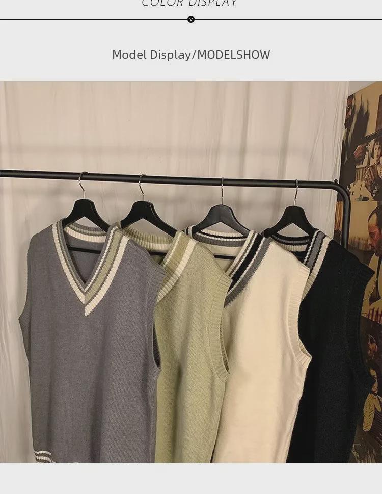 Мужской свободный повседневный трикотажный жилет с V-образным вырезом - гонконгский стиль
