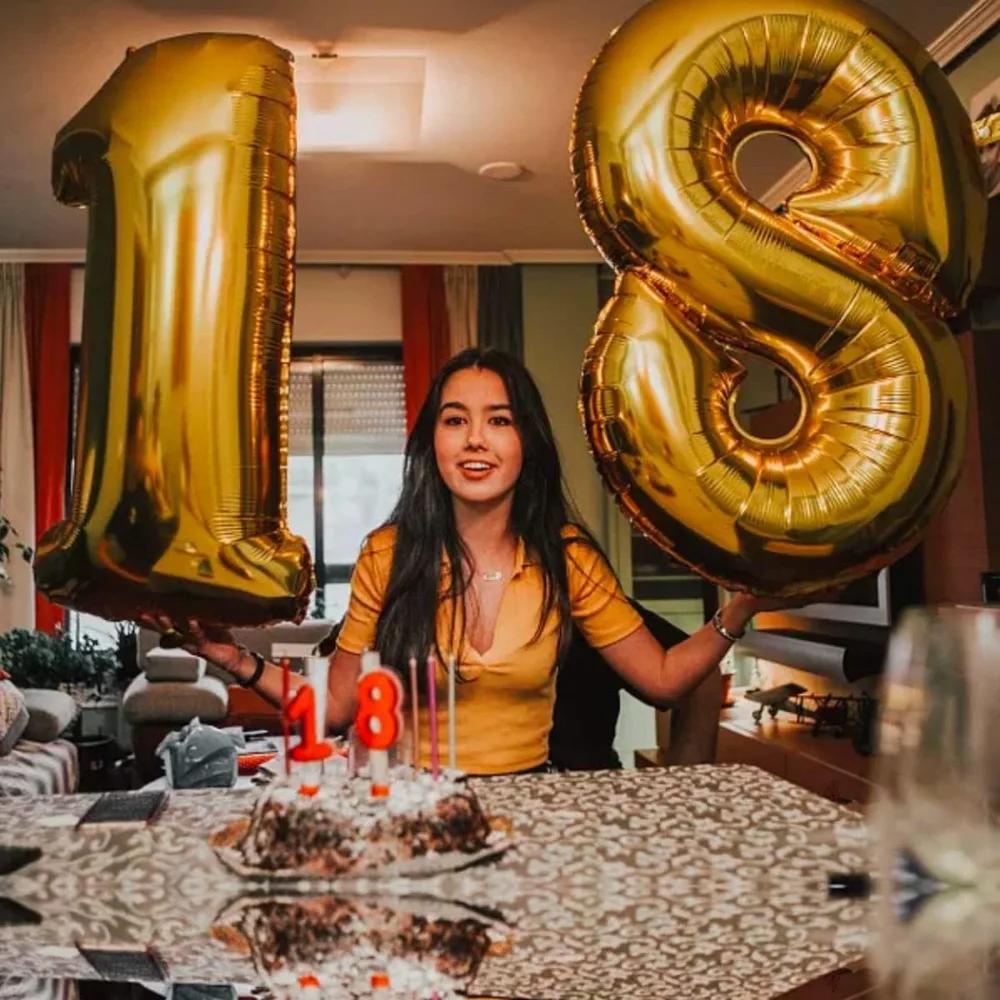 Gold 18 Balloon 40 Inch Giant Helium Foil Number for Boys Girls 18th Birthday Party Decor Anniversary Graduation Party Decoratio