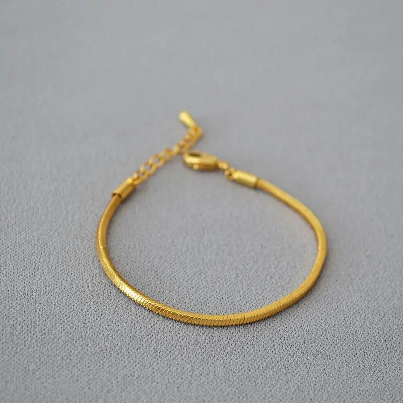 European American Niche Vintage Brass Gold Plated Square Snake Chain Simple Personality Versatile Bracelet