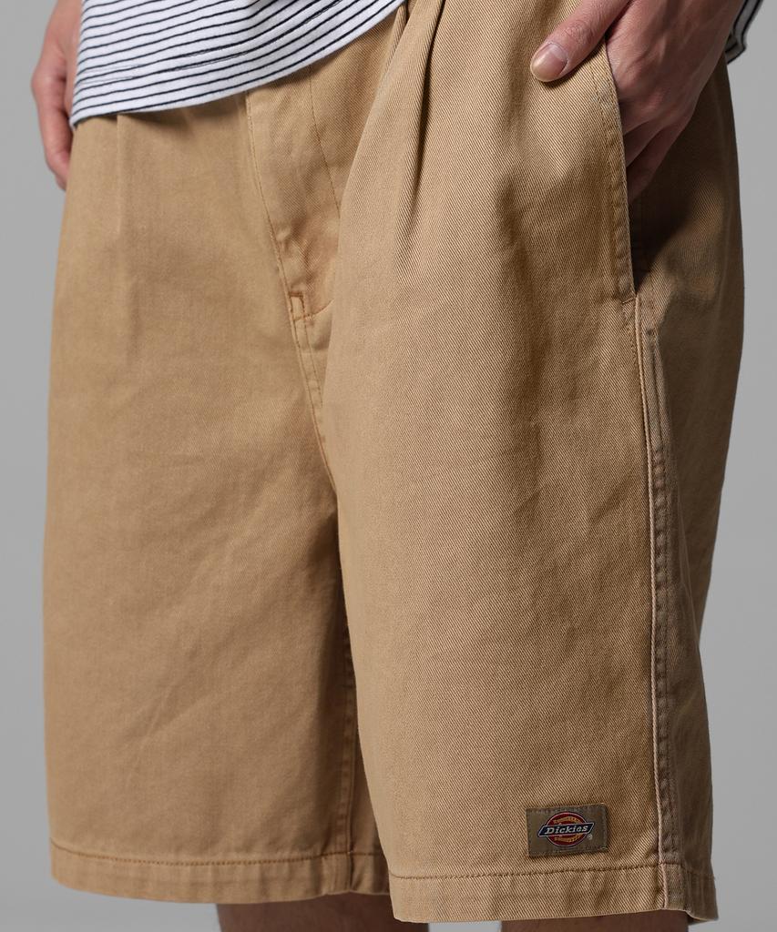 DICKIES Garment Dyed One-Pleat Twill Shorts Khaki