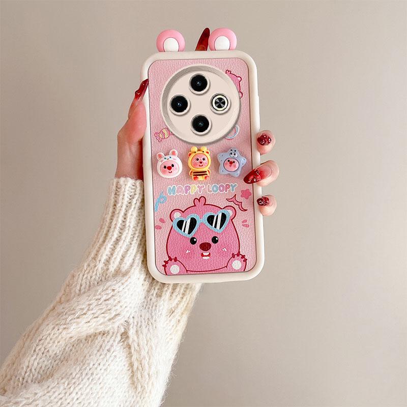 KEYSION Cute Ear 3D Cartoon Case for TECNO Spark 30C with Bracelet Soft Silicone Shockproof Phone Cover for TECNO Spark 30C