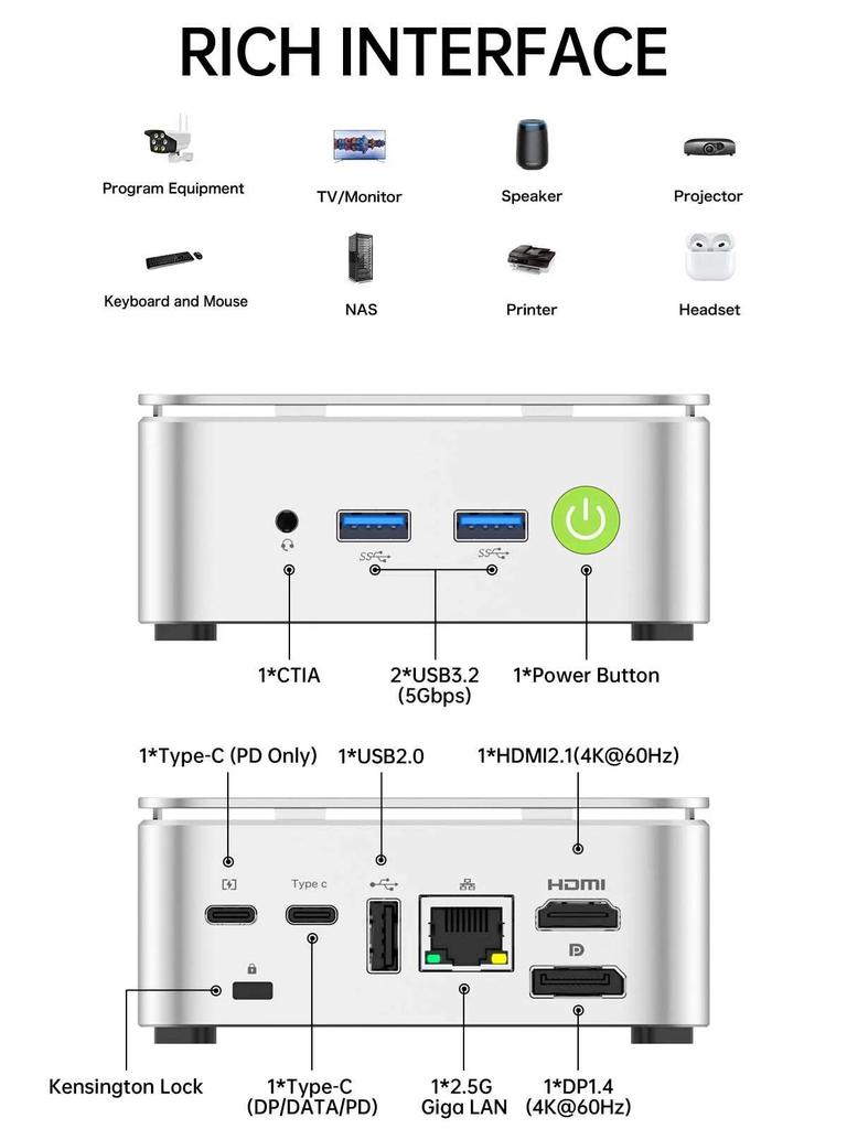 Мини-ПК GMK G10 16 ГБ ОЗУ + 1 ТБ SSD AMD Ryzen 5 3500U Графика Radeon Vega 8 WINDOWS 11