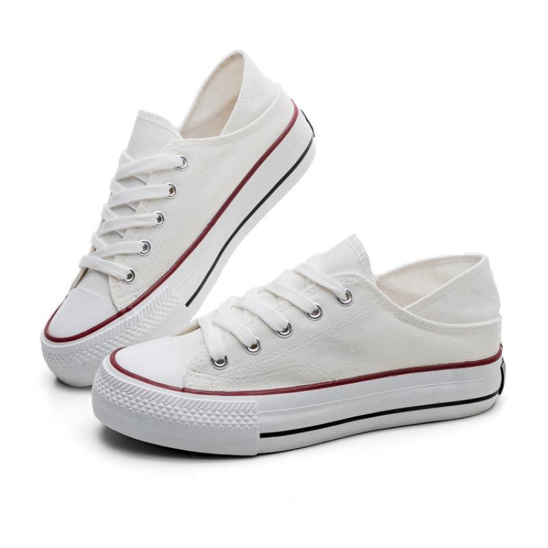 Женские туфли на платформе из парусины 2024 года, новые низкие белые туфли для студентов, универсальные повседневные черные туфли из ткани