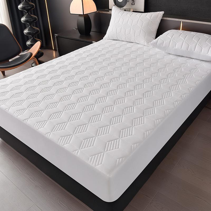 1 шт. Водонепроницаемый чехол-протектор для матраса однотонный стеганый с геометрическим узором, из утолщенной прочной ткани для дома и общежития, гладкая текстура