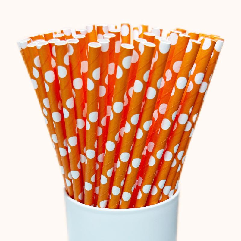 Colorful Disposable Paper Straws - Orange & Yellow for Dessert, Drink, or Party Decor