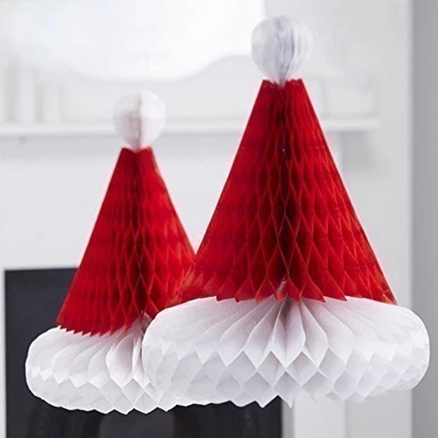 Honeycomb Ball Christmas Hat Christmas Tree Decoration Lantern Paper Flower Pendant