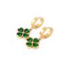 New Retro Simple Emerald Love Flower Earrings Buckle Temperament Four-Leaf Clover Fashion Titanium Steel Female Earrings