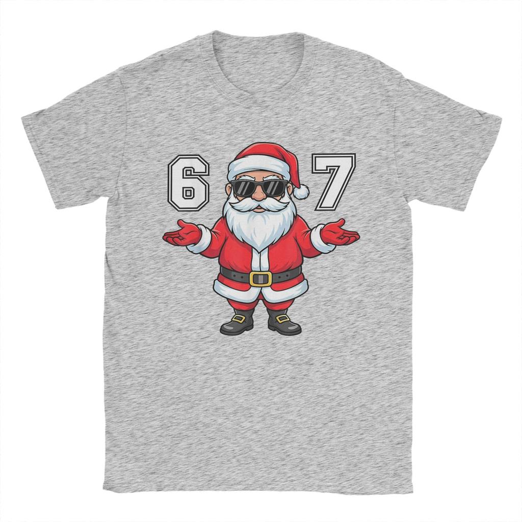 Crazy  6 7 Christmas Six Seven Meme T-Shirt Men Crew Neck 100% Cotton T Shirts  Short Sleeve Tees 4XL 5XL 6XL Clothes